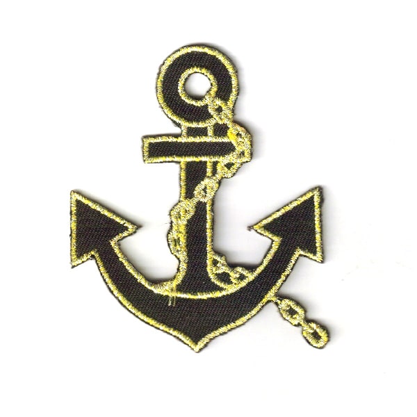 Black nautical anchor with gold outline