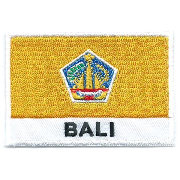 Embroidered iron on provincial flag of Bali with name text.