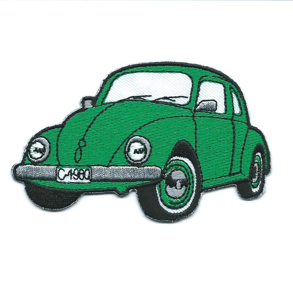Classic green embroidered bettle car patch.