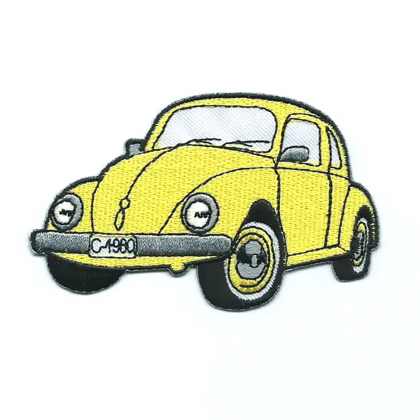 Classic yellow embroidered beetle car patch.