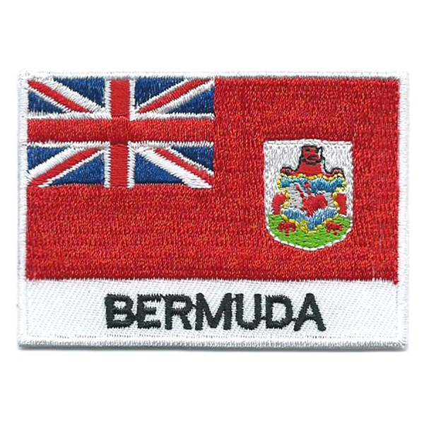 Embroidered iron on national flag of Bermuda with name text.