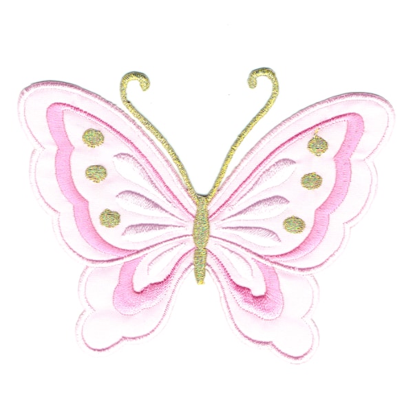 Iron on embroidered pink butterfly patch