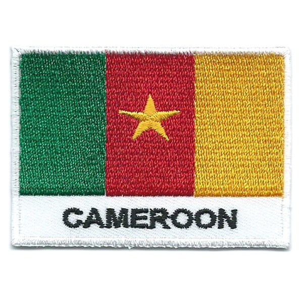 Embroidered iron on national flag of Cameroon with name text.
