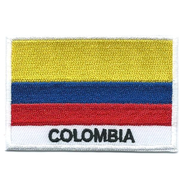 Embroidered iron on national flag of Colombia with name text.