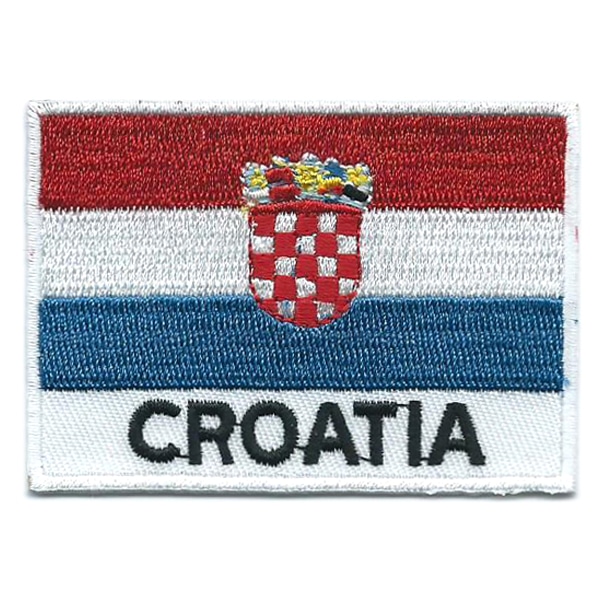 Embroidered iron on national flag of Croatia with name text.