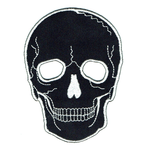 Iron on embroidered black death skull patch