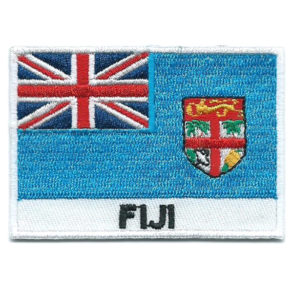 Embroidered iron on national flag of Falkland Islands with name text.