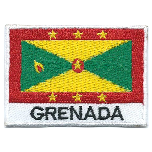 Embroidered iron on national flag of Grenada with name text.