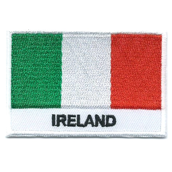 Embroidered iron on national flag of Ireland with name text