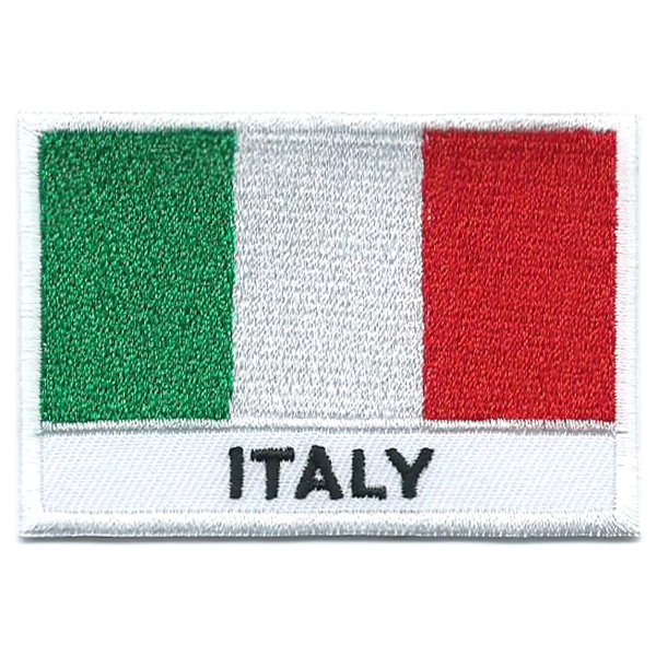 Embroidered iron on national flag of Italy with name text
