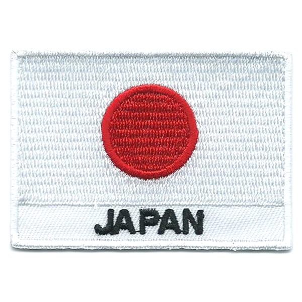 Embroidered iron on national flag of Japan with name text.