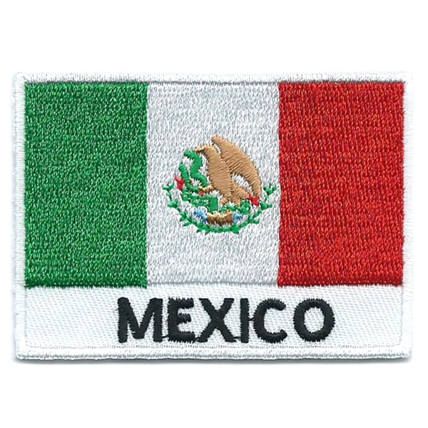 Embroidered iron on national flag of Mexico with name text
