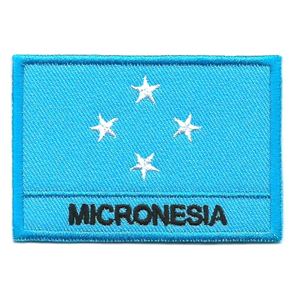 Embroidered iron on national flag of Micronesia with name text