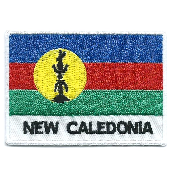 Embroidered iron on national flag of New Caledonia with name text.