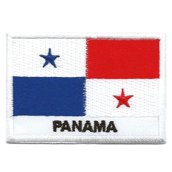 Embroidered iron on national flag of Panama with name text.