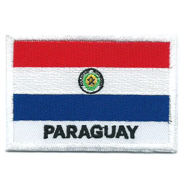 Embroidered iron on national flag of Paraguay with name text