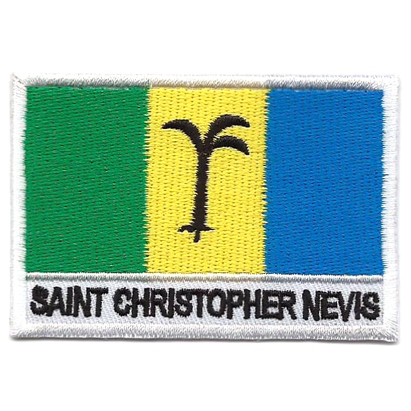 Embroidered iron on national flag of Saint Christopher Nevis with name text
