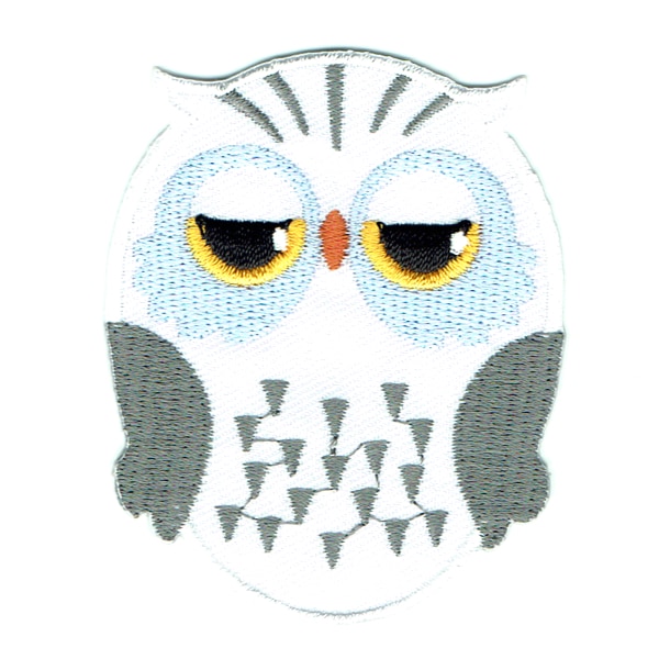 Iron embroidered white owl patch
