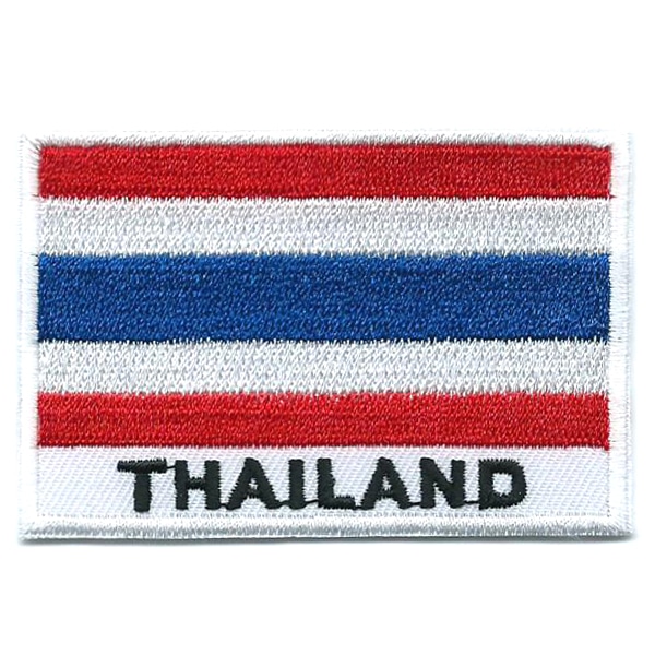 Embroidered iron on national flag of Thailand with name text.