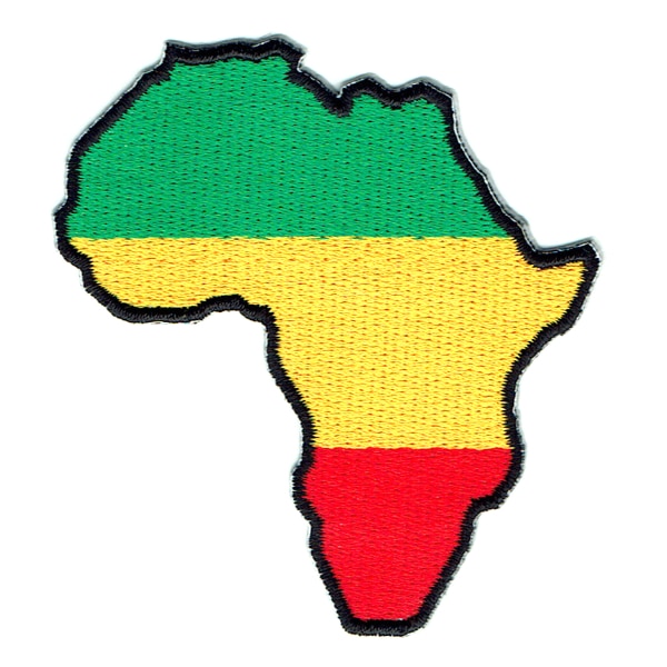 Iron on embroidered green, yellow and red african map patch
