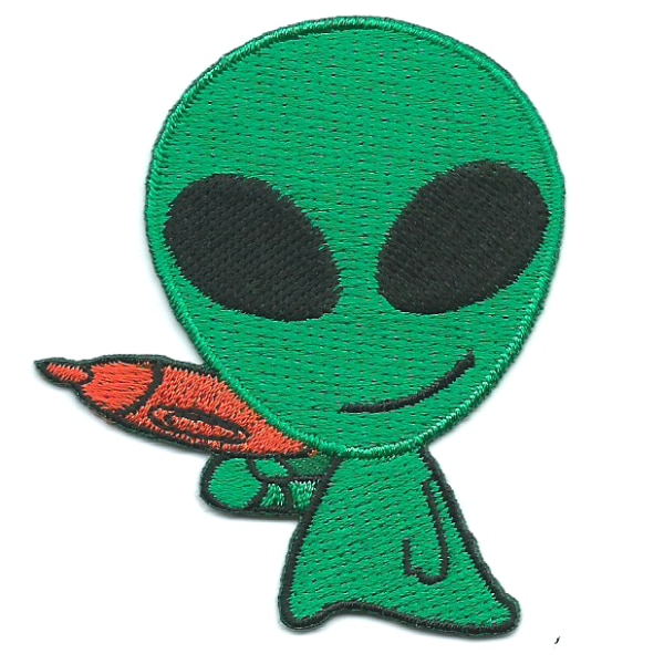 Iron on embroidered green alien patch