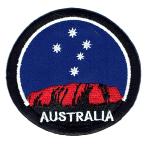 Iron on embroidered round Australian ayers rock patch