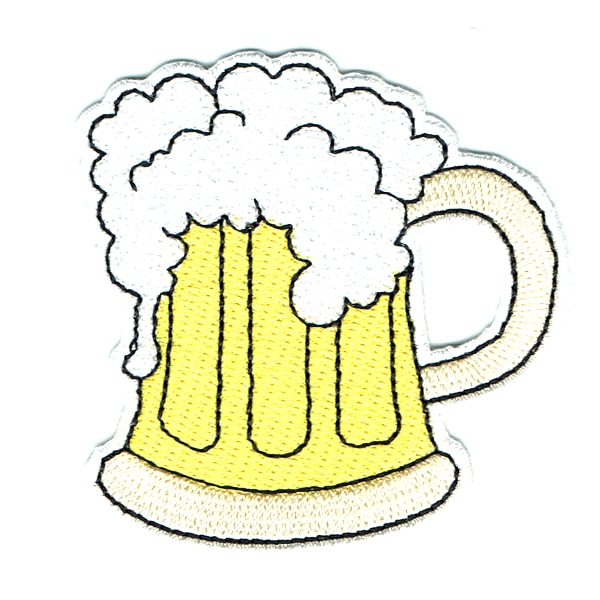 Iron on embroidered beer mug patch