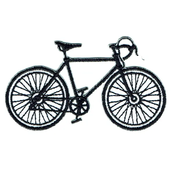 Iron on embroidered black push bike patch