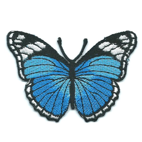 Iron on embroidered blue monarch butterfly patch