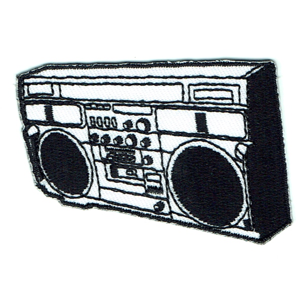 Iron on embroidered music boom box patch