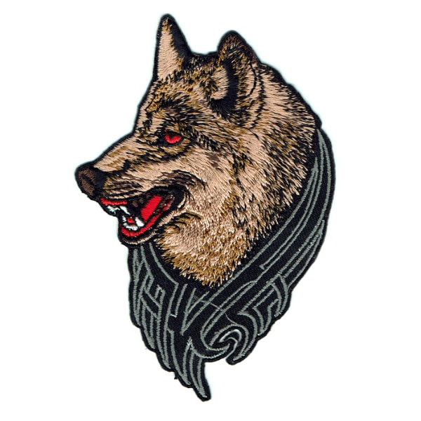 Iron on embroidered brown wolf patch