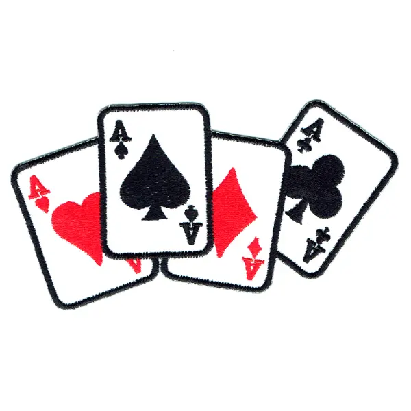 Iron on embroidered four aces card patch