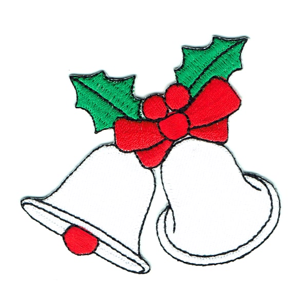 Iron on embroidered white christmas bells patch