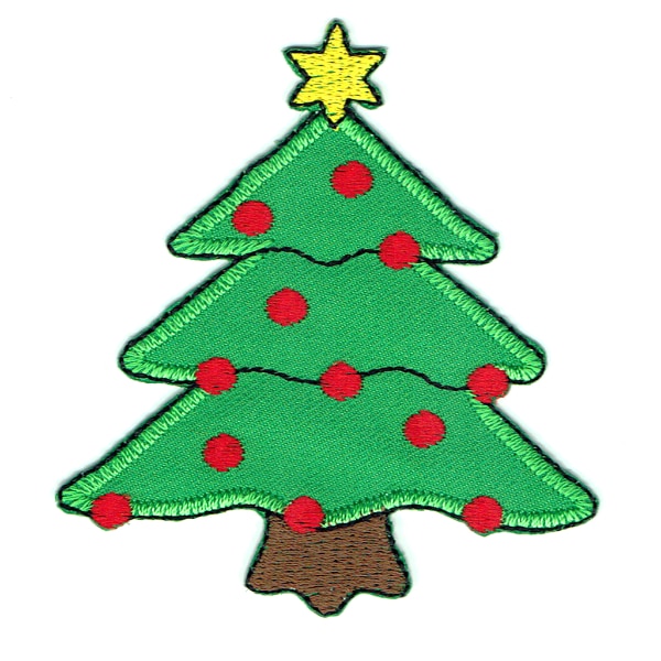 Iron on embroidered green christmas tree patch