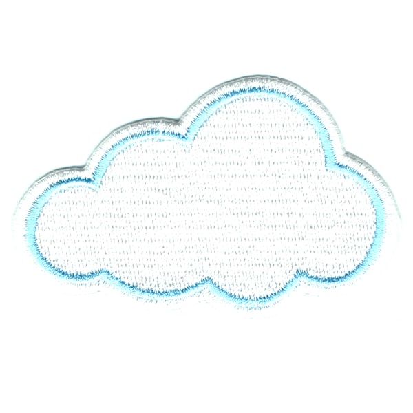 Iron on embroidered white fluffy cloud patch