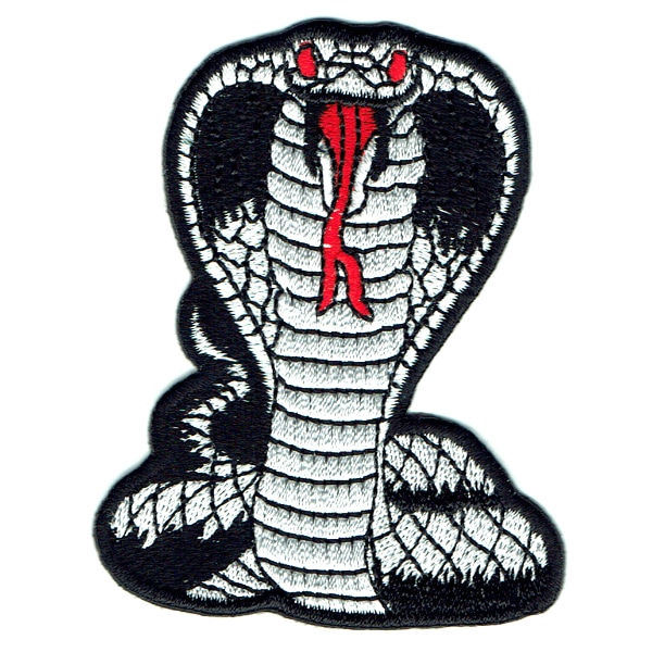 Iron on embroidered black cobra patch