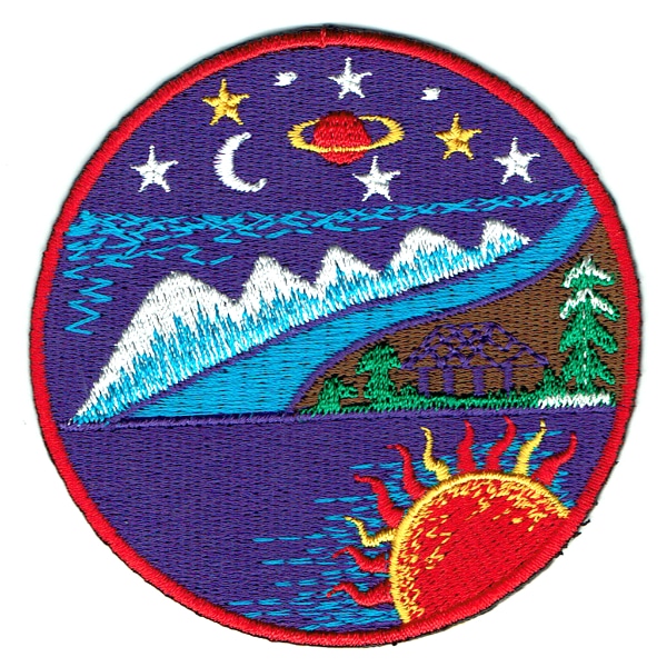 Iron on embroidered purple cosmic mountain patch