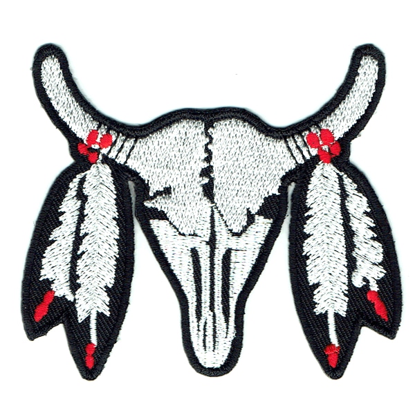 Iron on embroidered cow skull patch