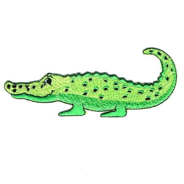 Iron on embroidered smiling crocodile patch