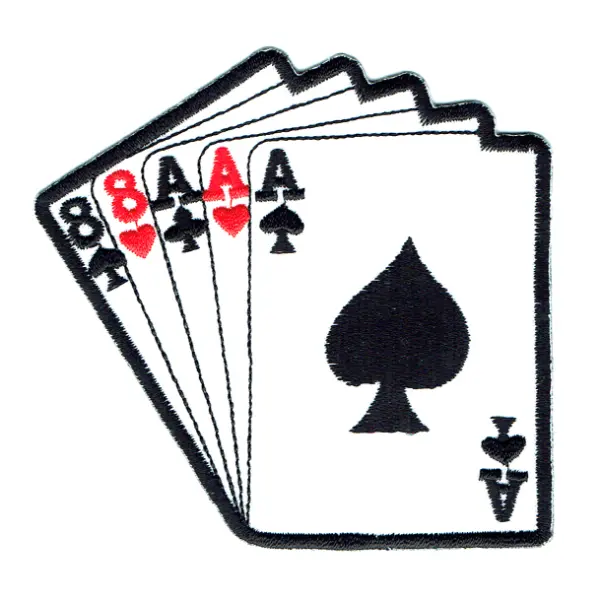 Iron on embroidered dead mans hand card patch