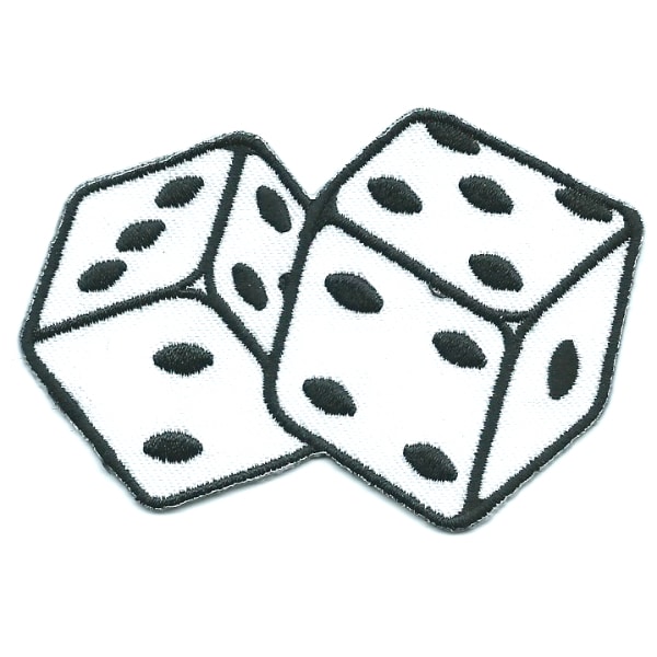 Iron on embroidered white dice pair patch