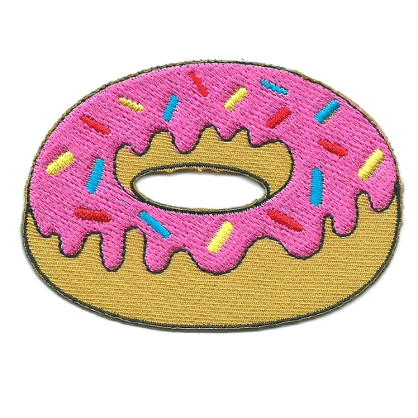 Iron on embroidered strawberry donut patch
