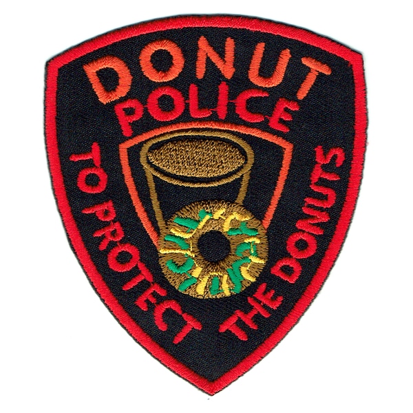 Iron on embroidered donut police shield patch