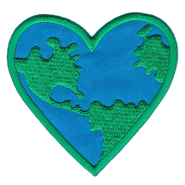 Iron on embroidered earth heart patch