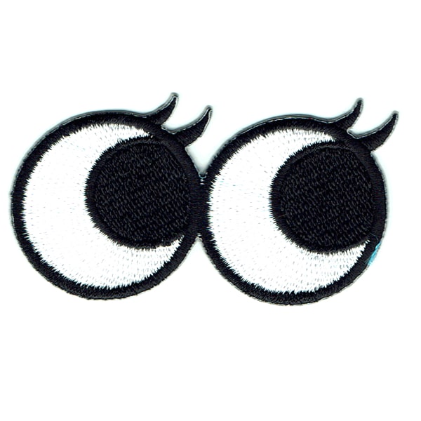 Iron on embroidered pair of eyes with eye lashes patch
