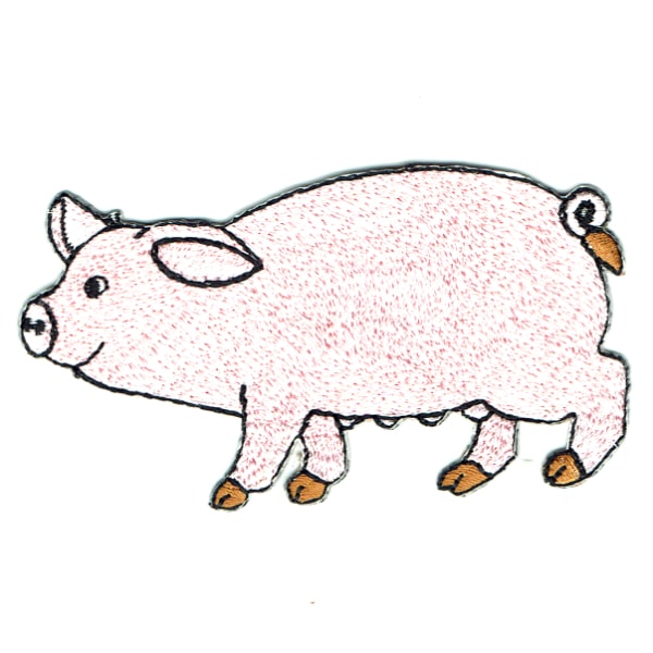 Iron on embroidered pink farm pig patch