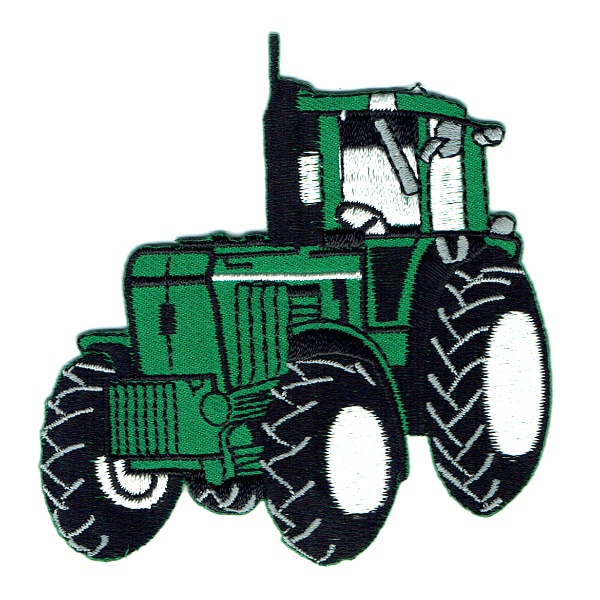 Iron on embroidered green farm tractor patch