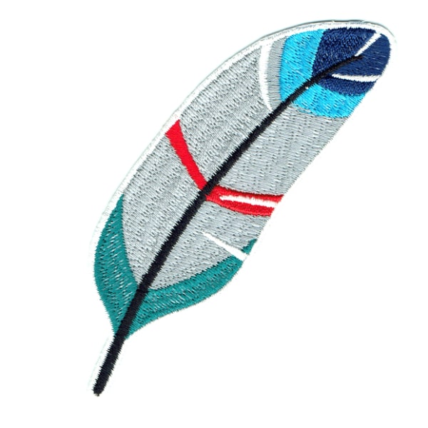 Iron on embroidered feather patch