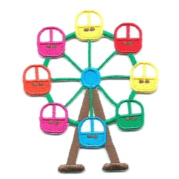 Iron on embroidered ferris wheel patch
