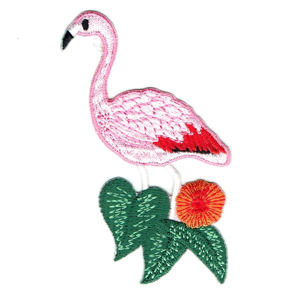 Iron on embroidered tropical pink flamingo patch